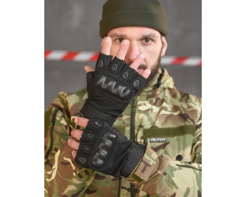 Рукавички тактичні black безпалі