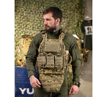 Плитоноска 4 швидких скидання з наплічником Cordura піксель ПП4632