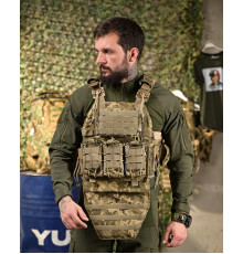Плитоноска 4 швидких скидання з наплічником Cordura піксель ПП4632