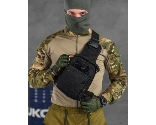 Тактична сумка нагрудна paracord black МС8539