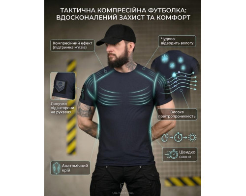Тактична футболка (Compression Fit) синя ТР6914