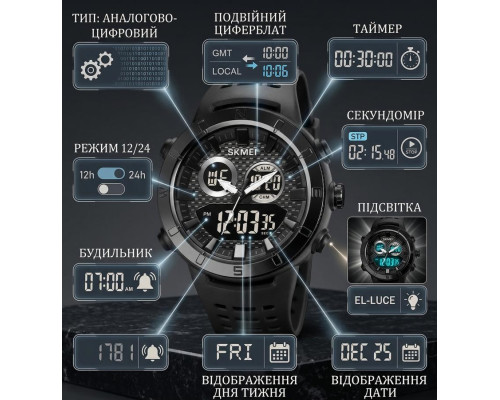 Годинники наручні чоловічі Skmei black ТР6860 — фото 5