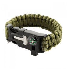 PARACORD БРАСЛІТ З ВІСКОРЕМ, КОМПАСОМ ТА СВИСТКОМ ОЛИВА /\