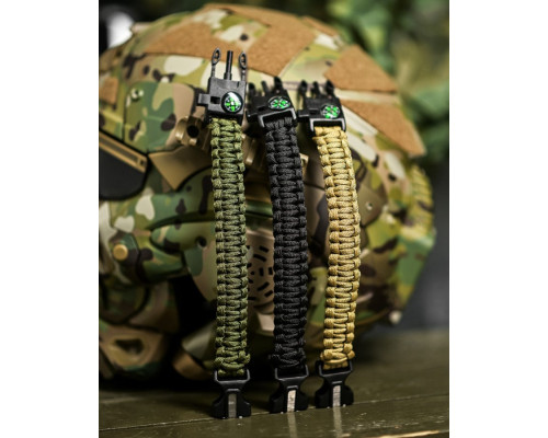 PARACORD БРАСЛІТ З ВІСКОРЕМ, КОМПАСОМ ТА СВИСТКОМ ОЛИВА /\ — фото 3