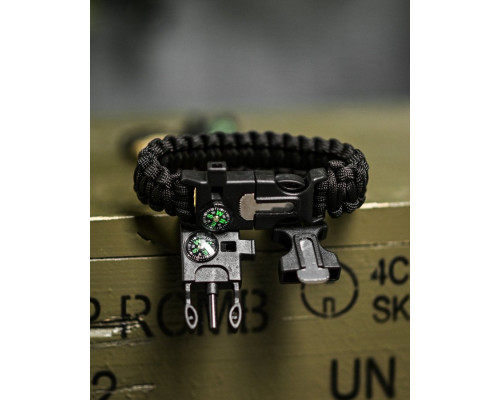 PARACORD БРАСЛІТ З ВІСКОРЕМ, КОМПАСОМ ТА СВИСТКОМ ОЛИВА /\ — фото 7
