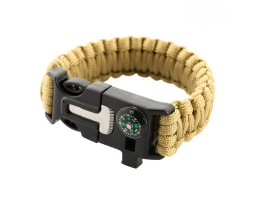 PARACORD БРАСЛІТ З ВІСКОРЕМ, КОМПАСОМ І СВИСТКОМ КАЙОТ