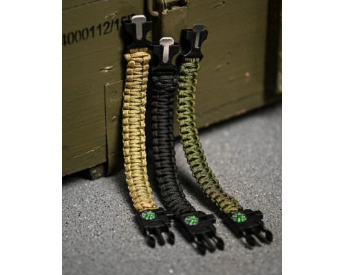 PARACORD БРАСЛІТ З ВІСКОРЕМ, КОМПАСОМ ТА СВИСТКОМ ЧОРНИЙ — фото 5