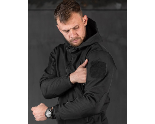 Демісезонна тактична куртка Soft Shell Silver Knight Windstoper чорна ОР1232 — фото 2