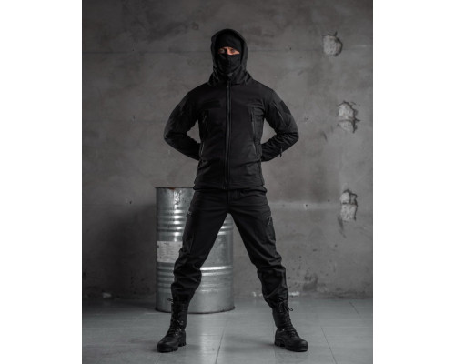 Тактичний костюм SoftShell Police black ВТ7623