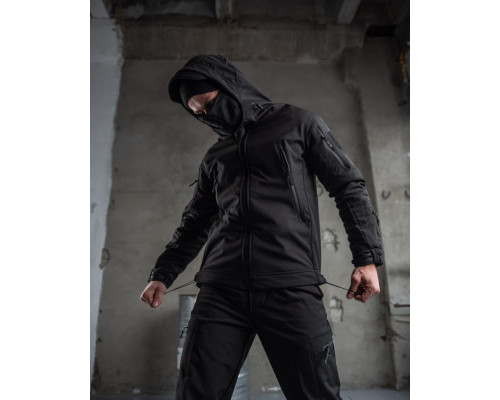 Тактичний костюм SoftShell Police black ВТ7623 — фото 4