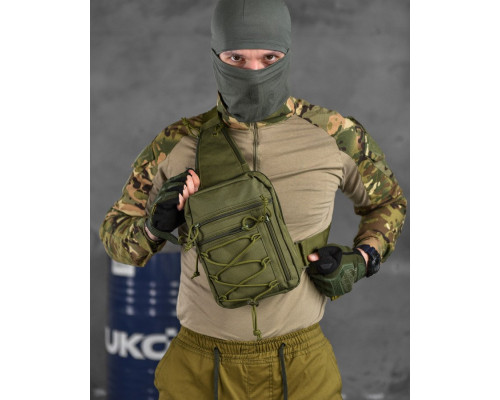 Сумка-слінг тактична з однією лямкою SILVER KNIGHT oliva ВТ6748