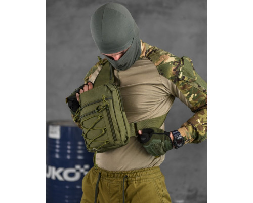Сумка-слінг тактична з однією лямкою SILVER KNIGHT oliva ВТ6748 — фото 4