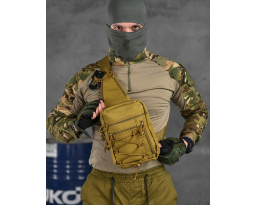 Сумка-слінг тактична з однією лямкою SILVER KNIGHT coyot ВТ6749
