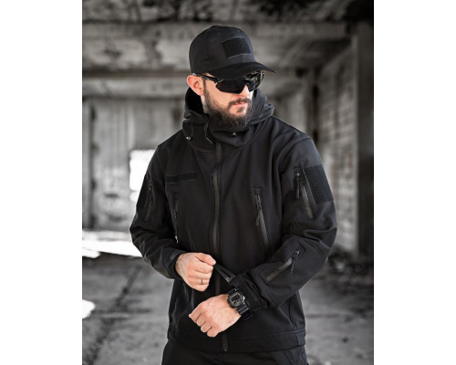 Тактична куртка softshell masad чорна — фото 3