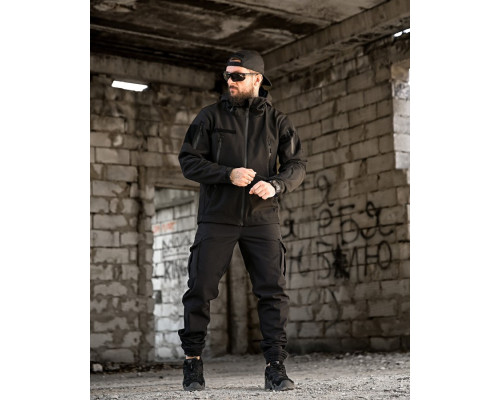 Тактичний костюм софтшел BANDIT чорний ВТ7955