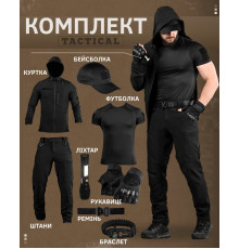 Літній тактичний костюм 8в1 TIRAN чорний ДЛ6514
