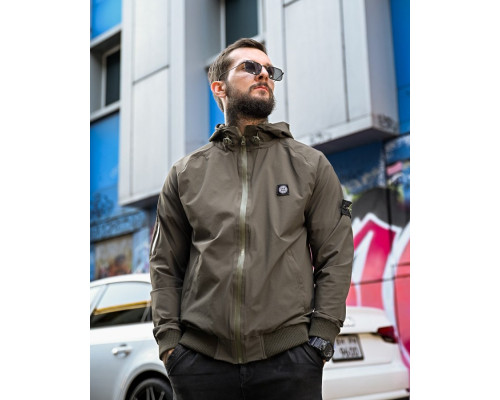 Міська вітровка Stone Island карман оліва 4 люкс ДЛ7037 — фото 4