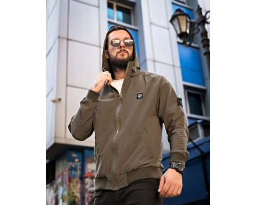 Міська вітровка Stone Island карман оліва 4 люкс ДЛ7037 — фото 9